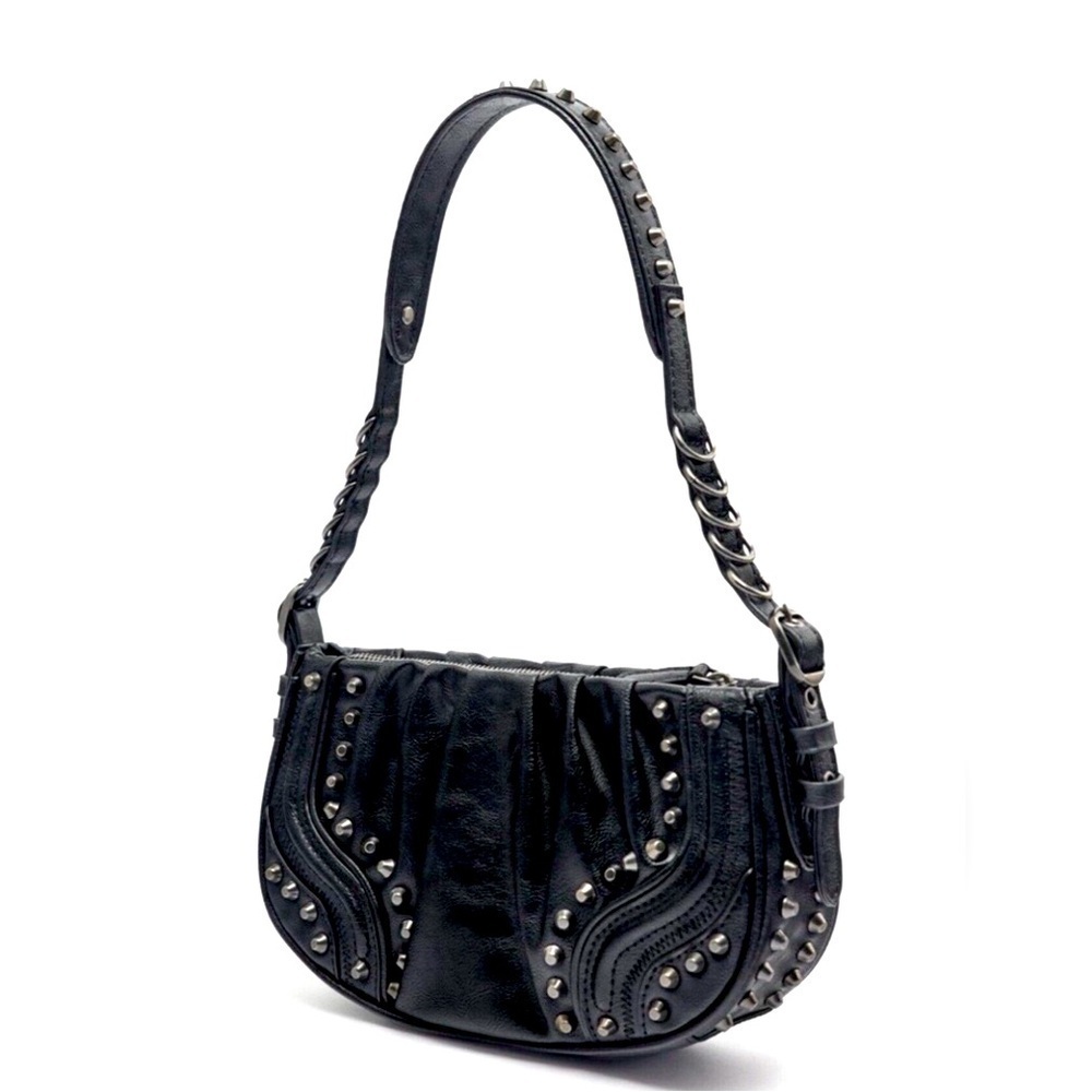 ‼️SOLD‼️ZARA BLACK POLYURETHANE STUDDED SHOULDER BAG.